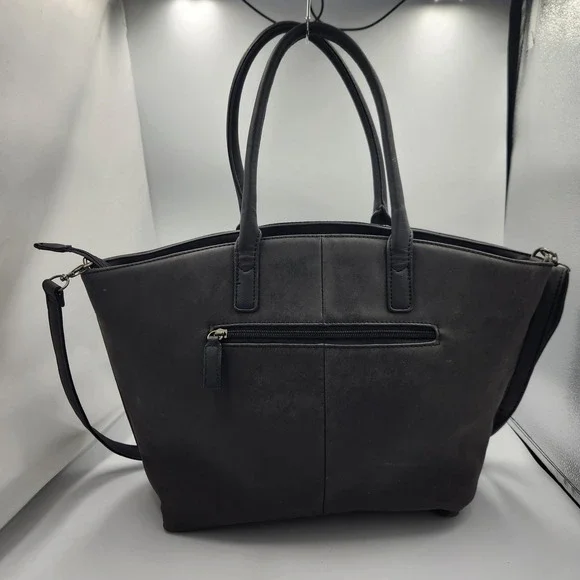 David Jones Womens Glossy Black Faux Leather Handbag Large Size - Picture 2 of 4